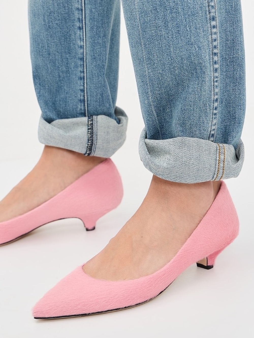 Jamie Haller Pink Kitty Point Pony Hair Pumps Heels